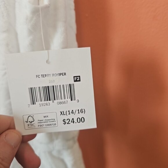 NWT Girls Size XL(14/16) White Terry Cloth Short Romper Floral - Picture 2 of 3